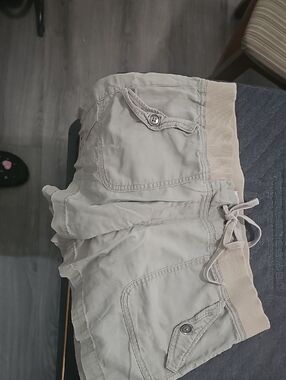 LOFT Cream Drawstring Utility Skort